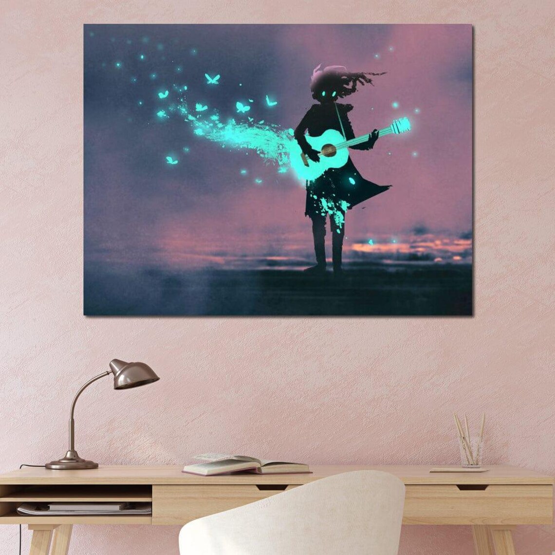 Girl Playing Guitar Music Art - Image 3