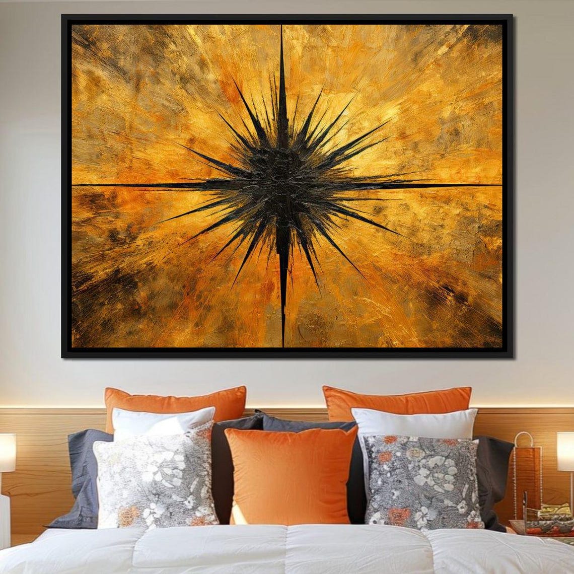 Radiant Epoch Burst Abstract Star Explosion Golden Hues Dramatic Wall Art Modern Home Decor Eye Catching Design By Nichecanvas - Image 3