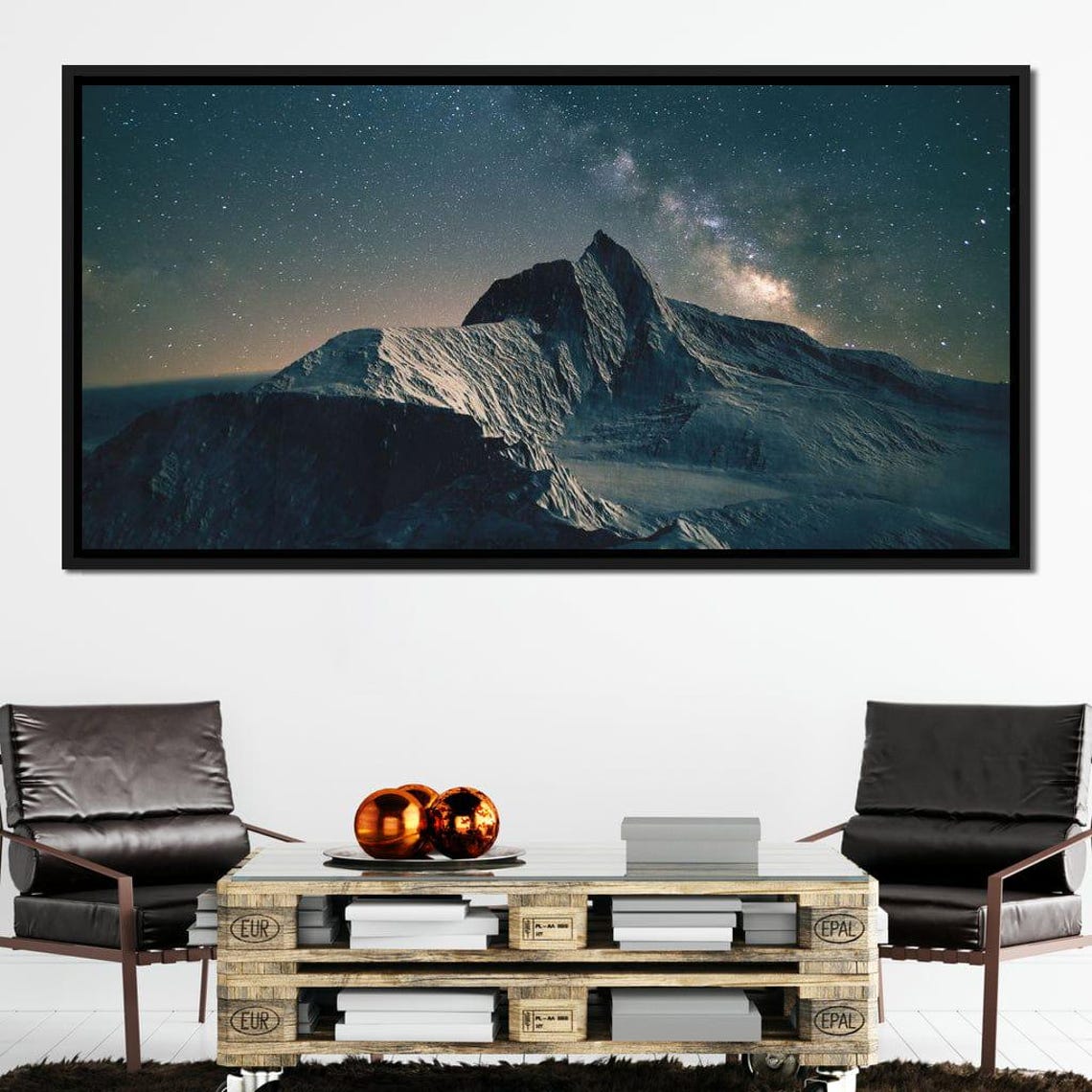 Mountain Under The Stars Night Landscape Art Starry Sky Mountain View Print Serene Nature Wall Decor By Nichecanvas - Image 2