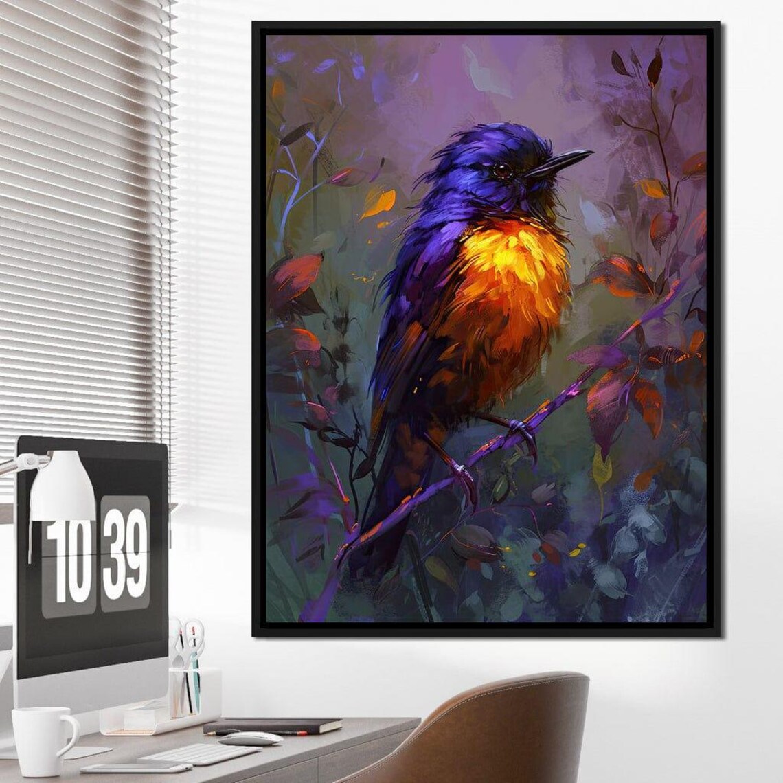 Twilight Bird Wildlife Art Print, Colorful Nature Decor