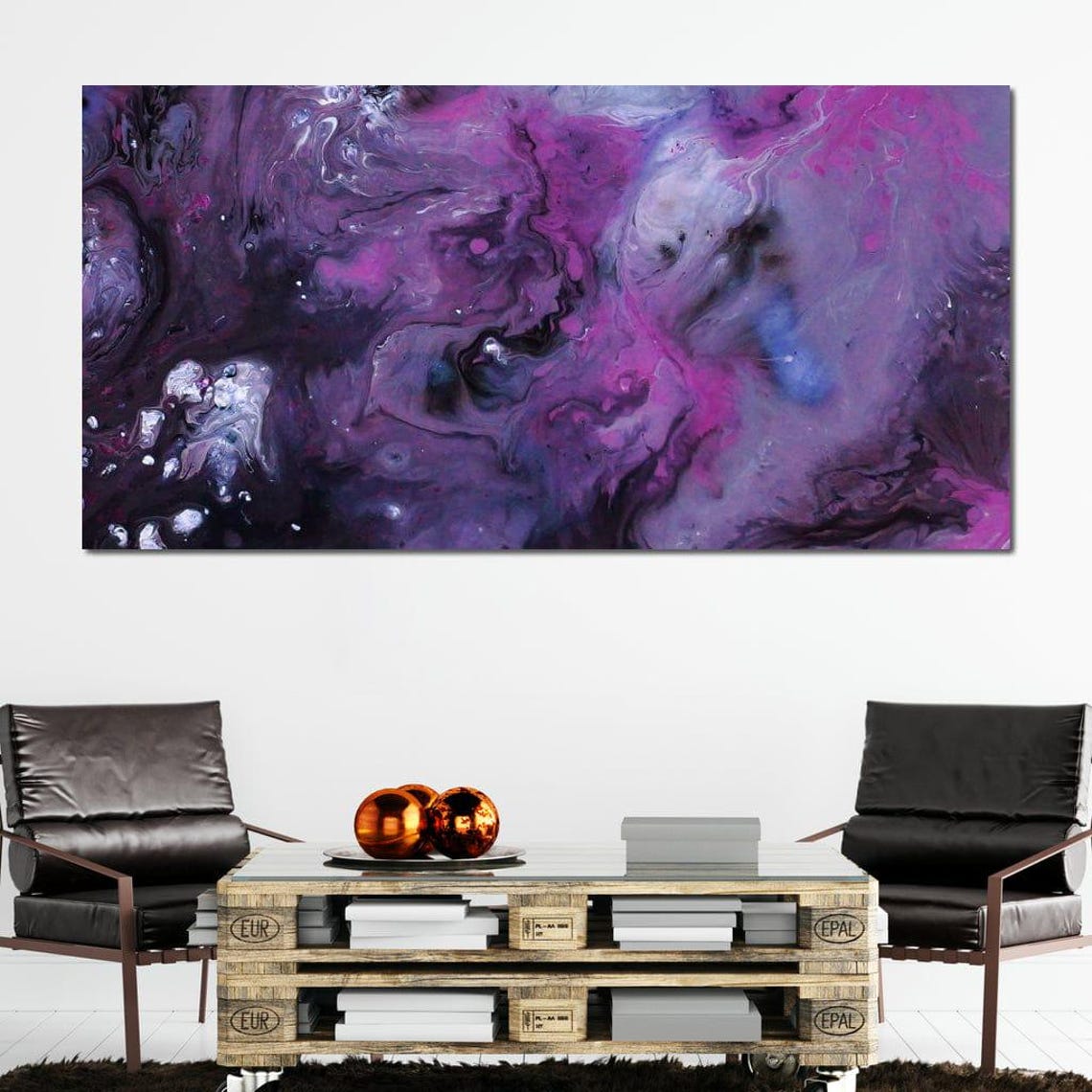 Purple Magenta Black Fluid Marble Abstract Statement Wall Art Poster - Image 4