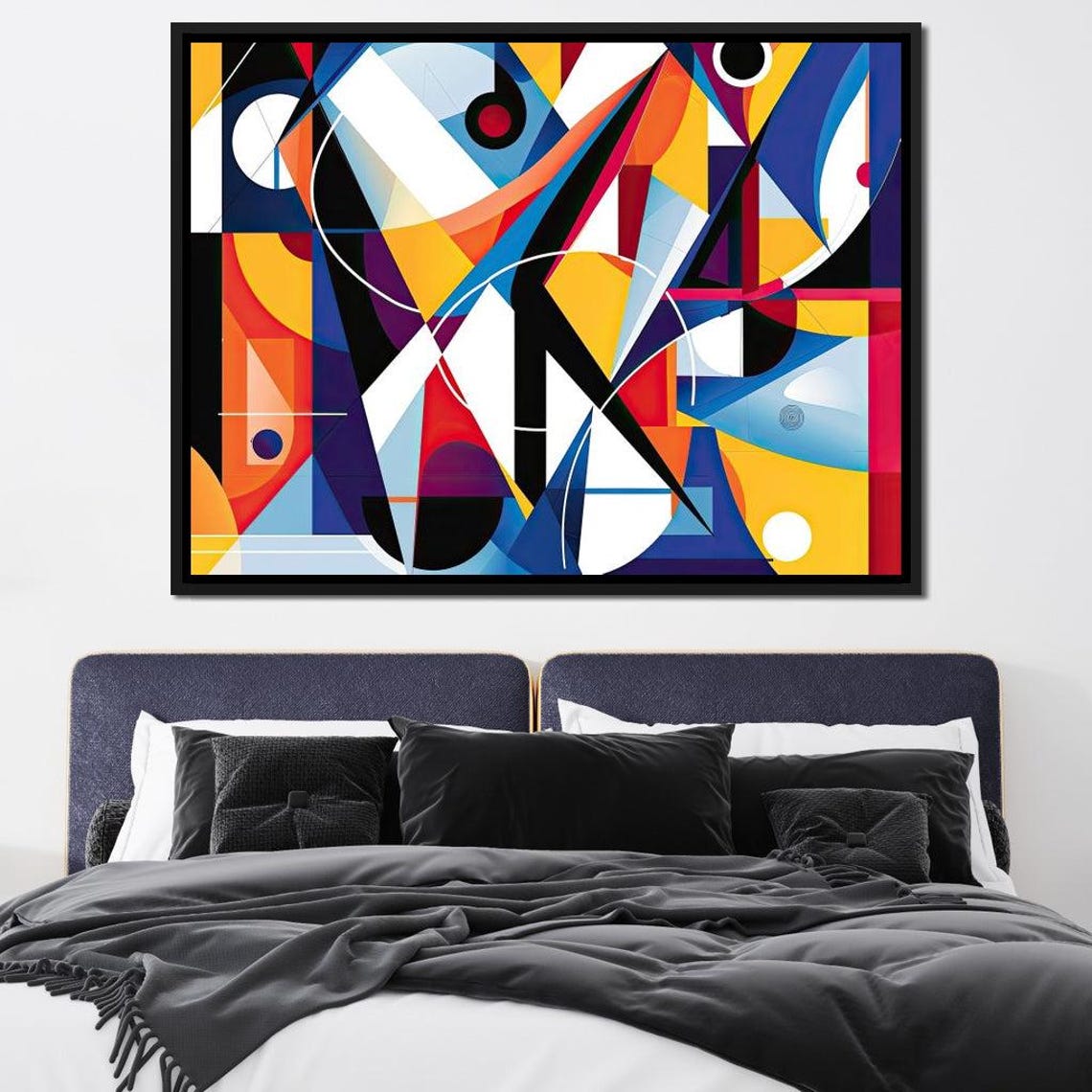 Bold Geometric Abstract Five Panel Multicolor Modern Wall Art - Image 3