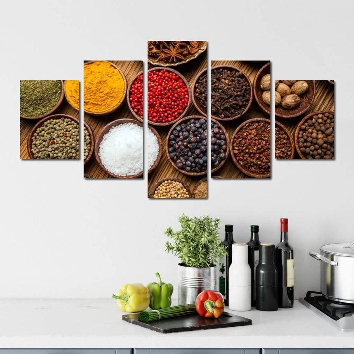 Colorful Spices In Wooden Bowls Overhead Gourmet Kitchen Art Poster - Image 4