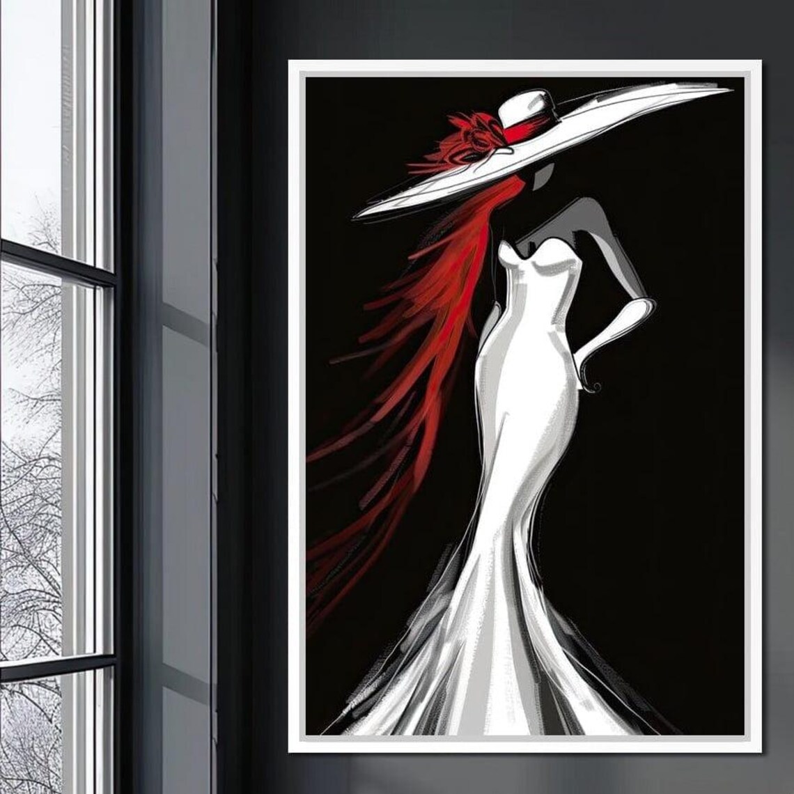 White Dress Flamenco, Elegant Dance Art Print