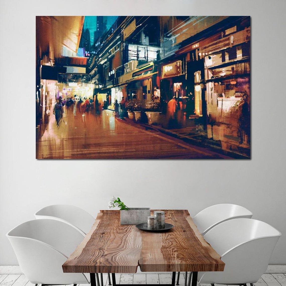 City Market Urban Art Night Market Vibrant Chaos Modern Wall Art City Scene Street Life Shopping District By Nichecanvas - Image 3