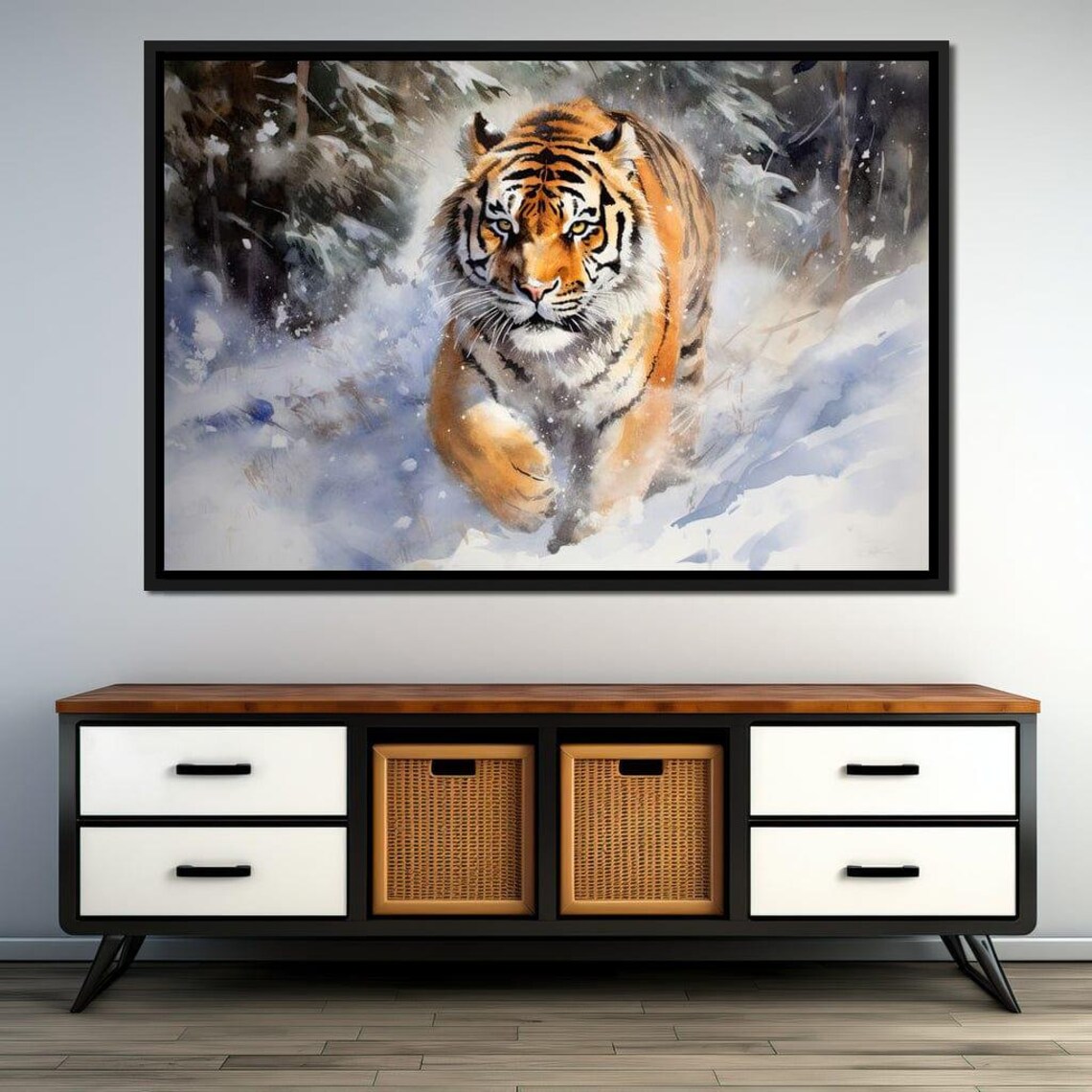 Tiger Striding Through Snow Winter Majesty Wild Animal Nature Art Poster - Image 3