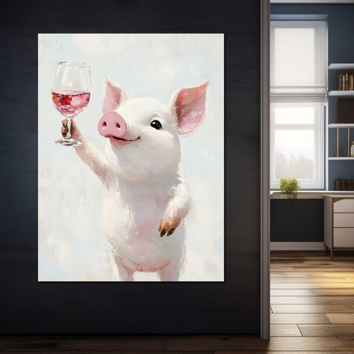 Whimsical Pig Celebration Art Print, Farm Animal - Image 2