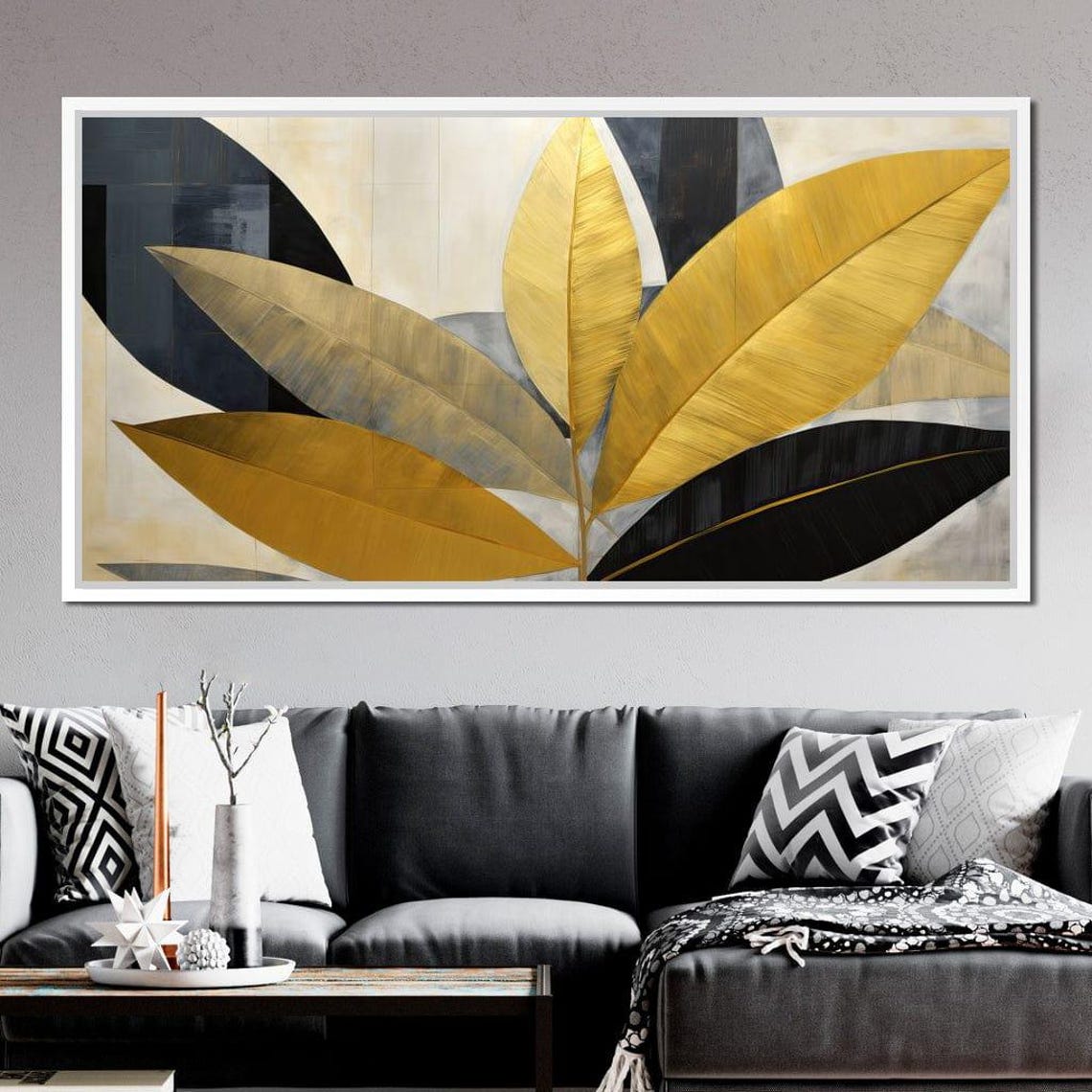 Abstract Golden Leaves Elegant Botanical Autumn Art Deco Poster - Image 4
