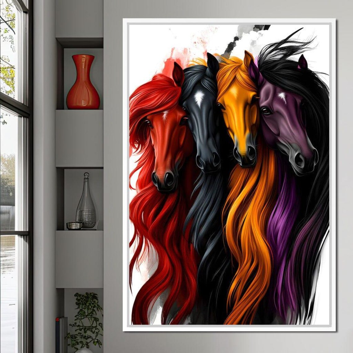 Equestrian Quartet Harmony, Modern Home Decor - Image 3