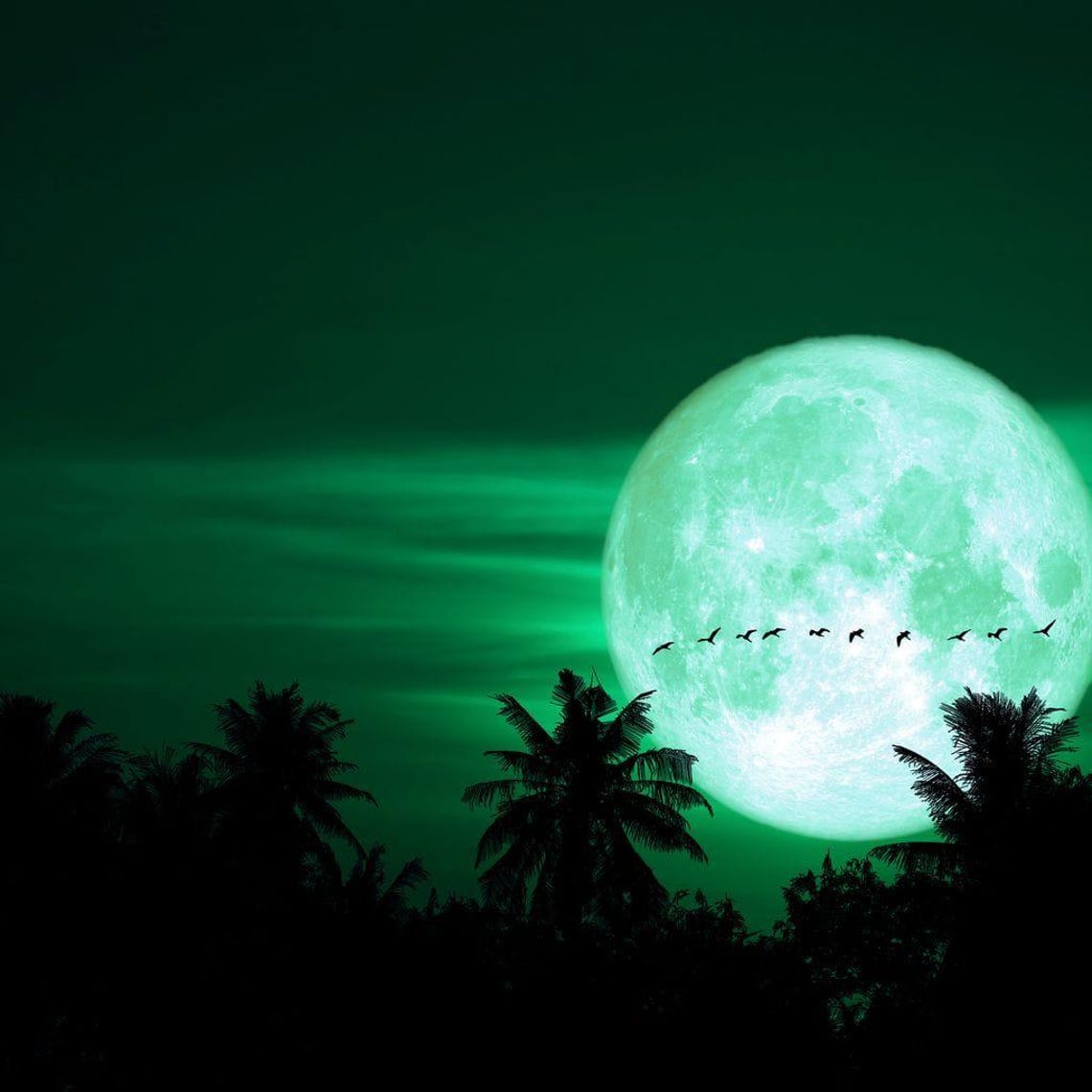 Emerald Moon - Celestial Art Print - Image 2