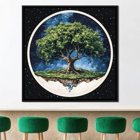 Celestial Roots Tree Cosmic Nature Art Starry Sky Wall Decor Spiritual Tree Of Life Home Decor By Nichecanvas