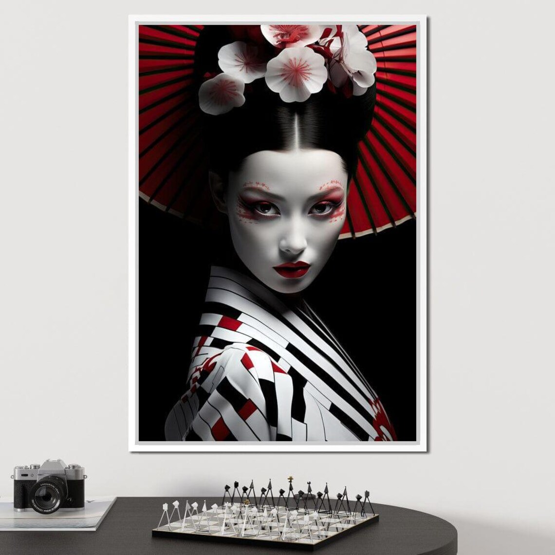 Geisha Portrait Red Parasol Japanese Beauty Art Print Asian Wall Decor - Image 3