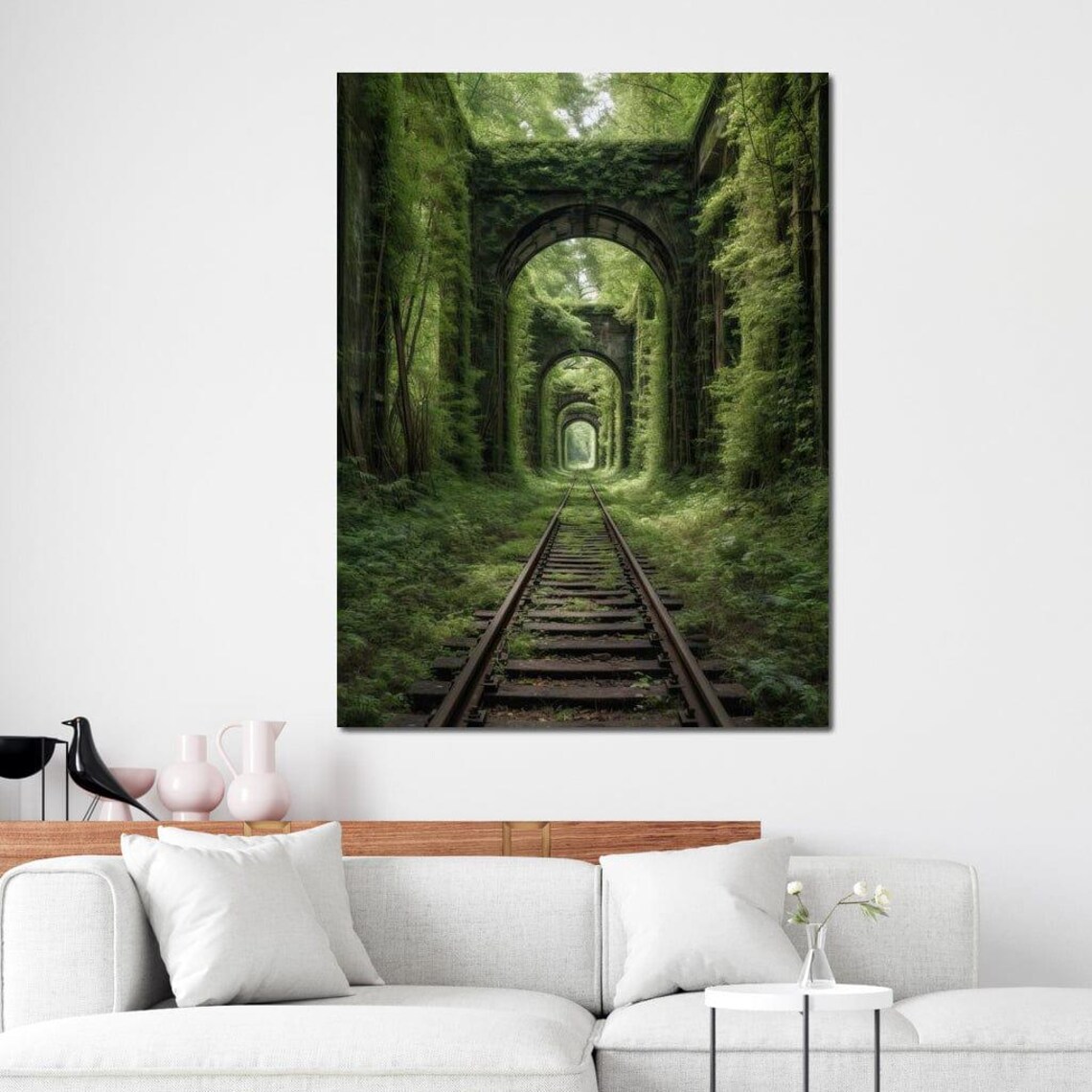 Abandoned Train Track Nature Landscape, Rustic Home Decor - Image 2