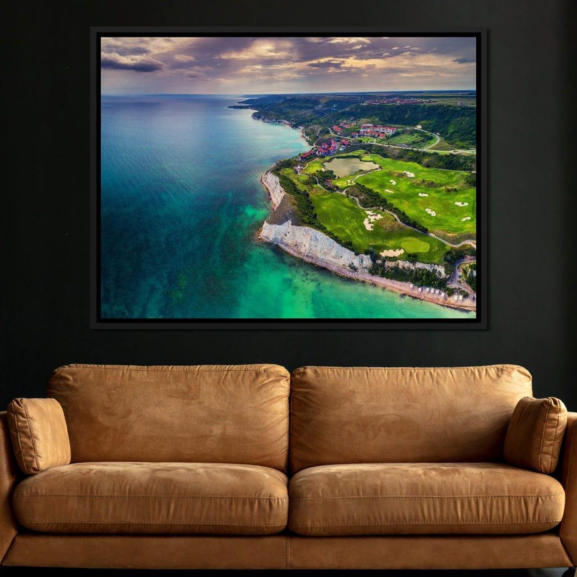 Coastal Cliffside Golf Course Aerial View Turquoise Ocean Sports Print - Image 2