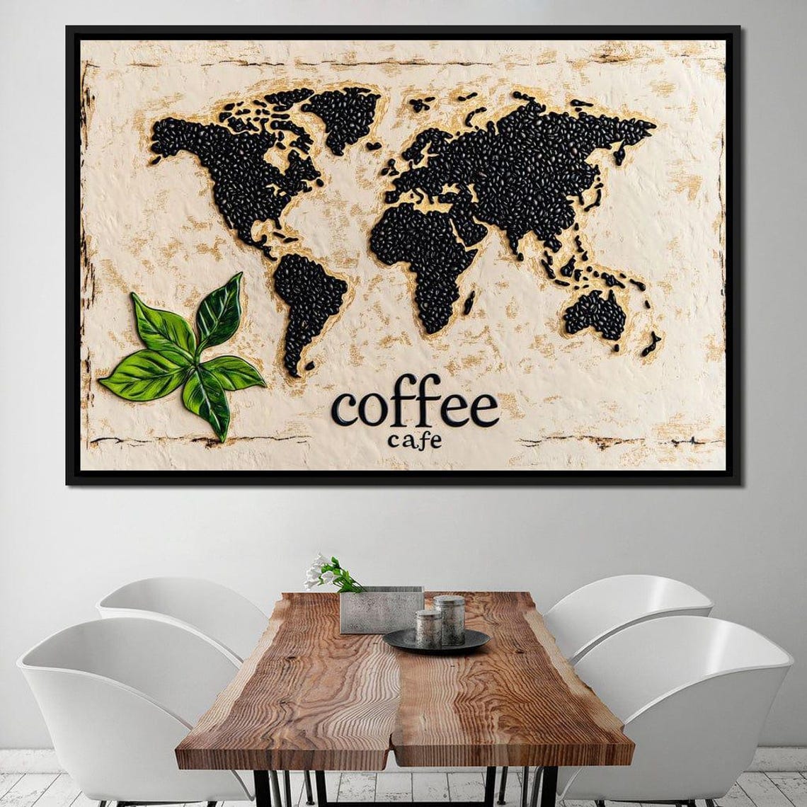 Coffee Cafe World Map Bean Art Cream Parchment Kitchen Wall Poster - Image 3