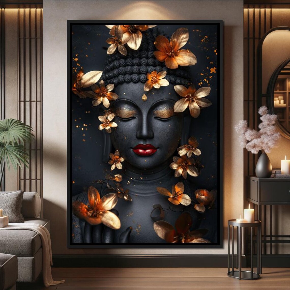Buddha Floral Zen Meditation Art Print, Peaceful