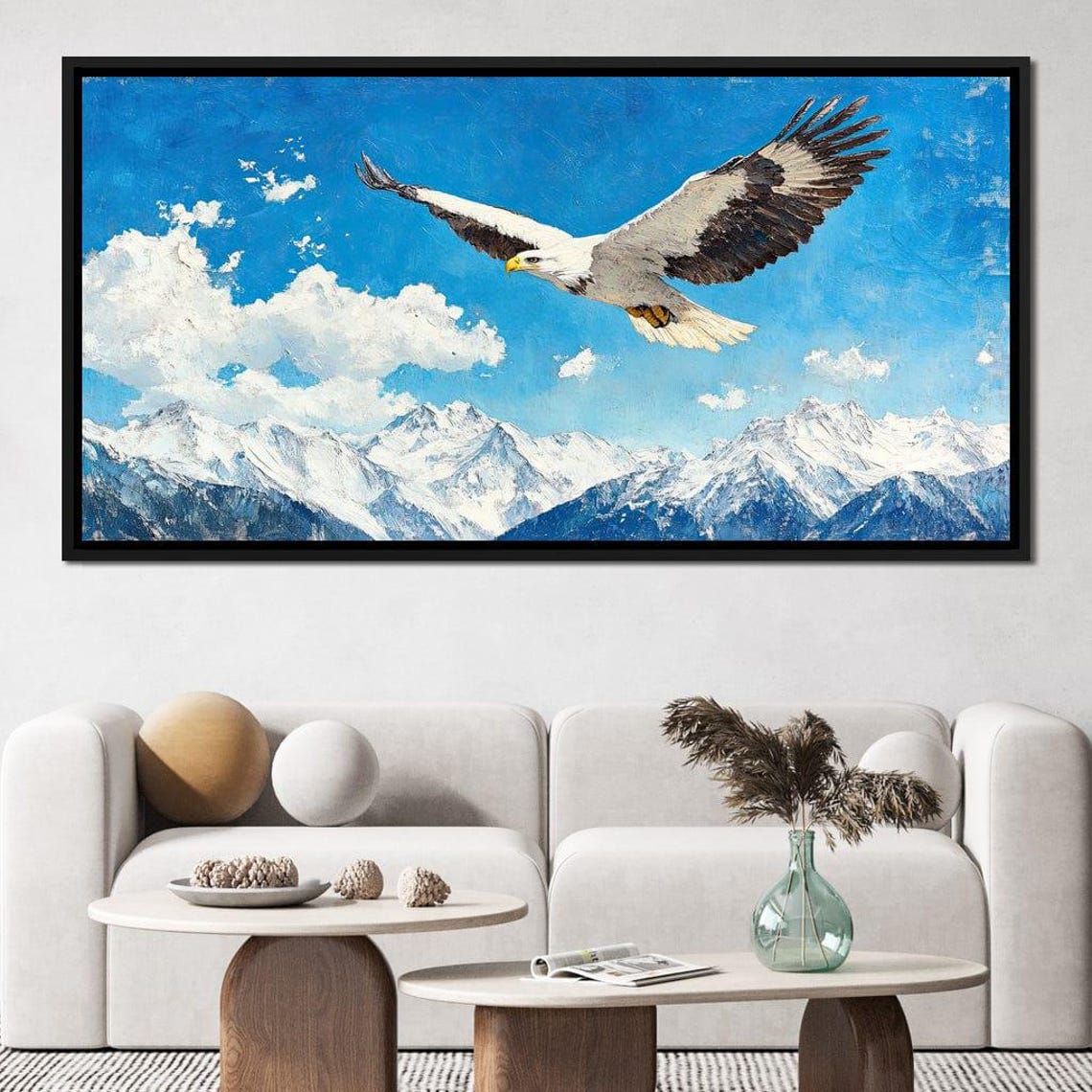 Eagle Soaring Snowy Mountains Blue Sky Freedom Flight Wildlife Poster - Image 2