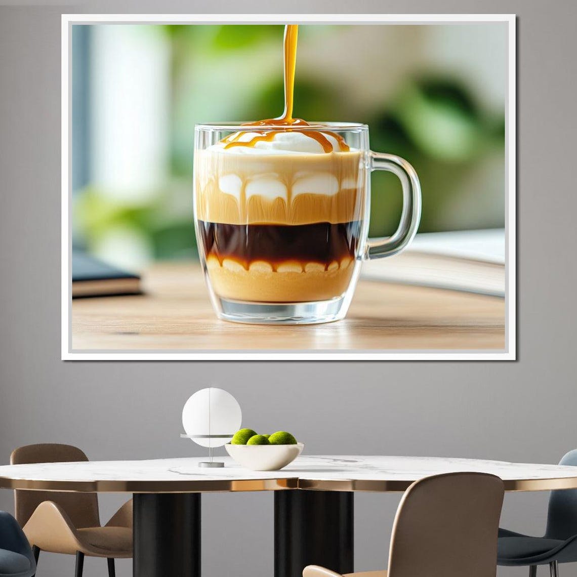 Layered Caramel Latte Macchiato Coffee Glass Mug Kitchen Art Poster