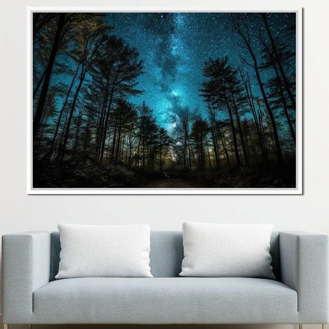 Milky Way Starry Night Pine Forest Silhouette Night Sky Poster