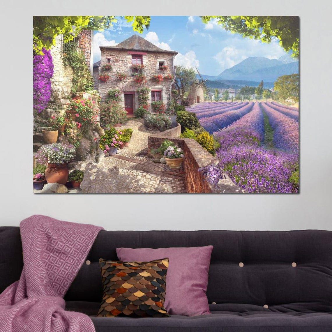 Provence Lavender Fields Stone Cottage Farmhouse Scenic Travel Poster - Image 2
