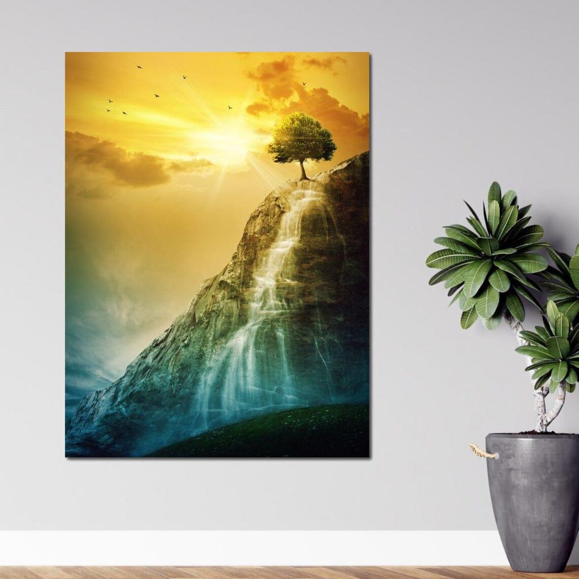 Waterfall Tree, Nature Art Print - Image 2