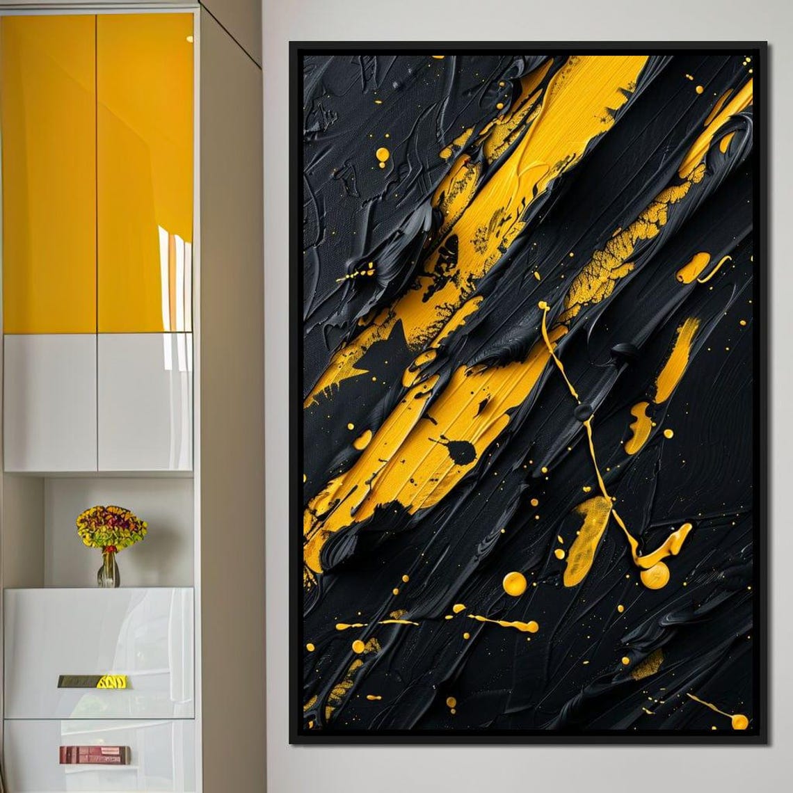 Golden Sable Swirls Unfurling Abstract Black And Gold Wall Art Modern Decor Fluid Design Bold Visuals Dynamic Patterns By Nichecanvas