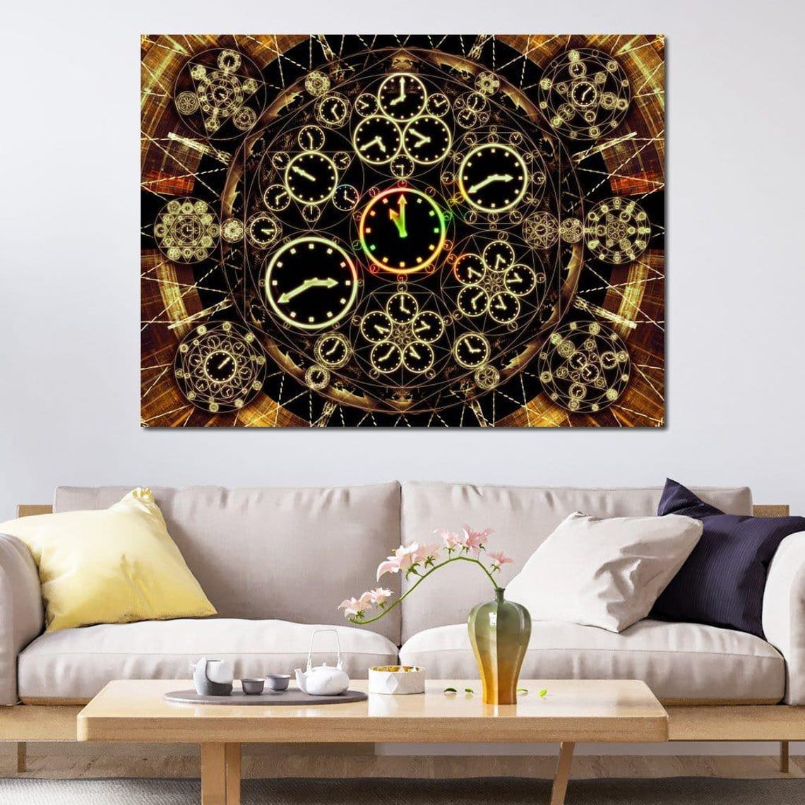 Circles Of Time Abstract Wall Art With Artistic Clocks Psychedelic Colors Fantasy Geometric Design Whimsical Decor By Nichecanvas - Image 3