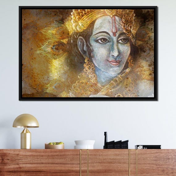 Krishna Divine Print Hindu Deity Wall Art Spiritual Decor Indian Culture Mythological Theme Art By Nichecanvas