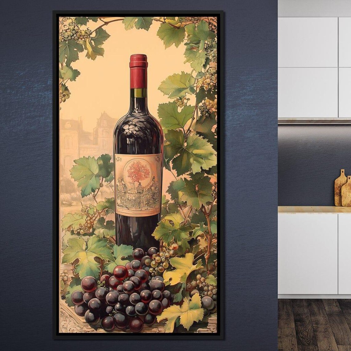 Red Wine Bottle Vineyard Grapes Vintage European Cellar Poster - Image 3