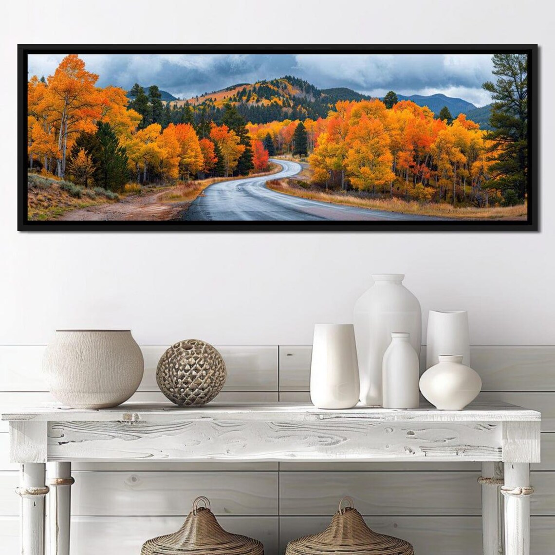 Autumn Road Through Golden Aspen Forest Mountain View Travel Poster - Image 2