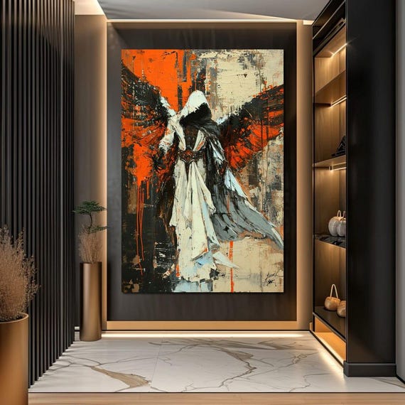 Ethereal Dawnbringer Emissary Angelic Wall Art Spiritual Home Decor Dark Fantasy Mystical Beauty Celestial Wings By Nichecanvas