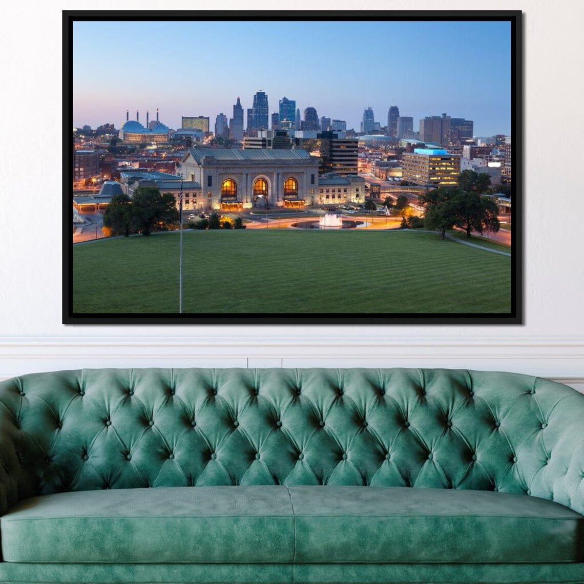 Kansas City Skyline Dusk Union Station Downtown Sunset View Poster - Image 2
