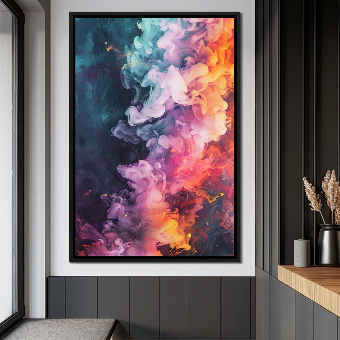 Colorful Smoke Abstract Pink Orange Teal Ink Modern Fluid Art Poster - Image 3
