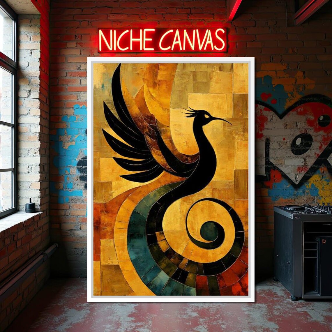 Phoenix Radiance Harmony, Vibrant Bird Art Print - Image 3