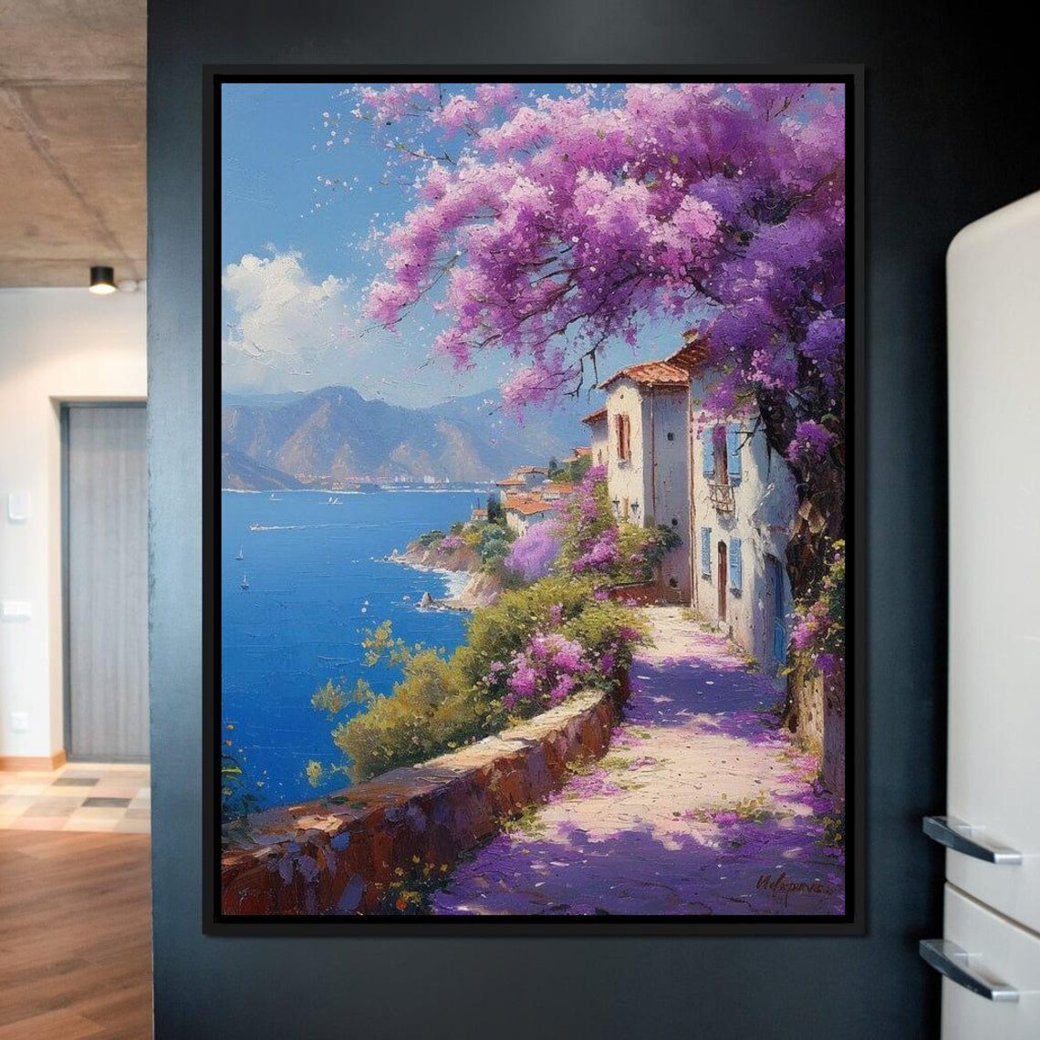 Coastal Bloom Promenade, Mediterranean Art Print