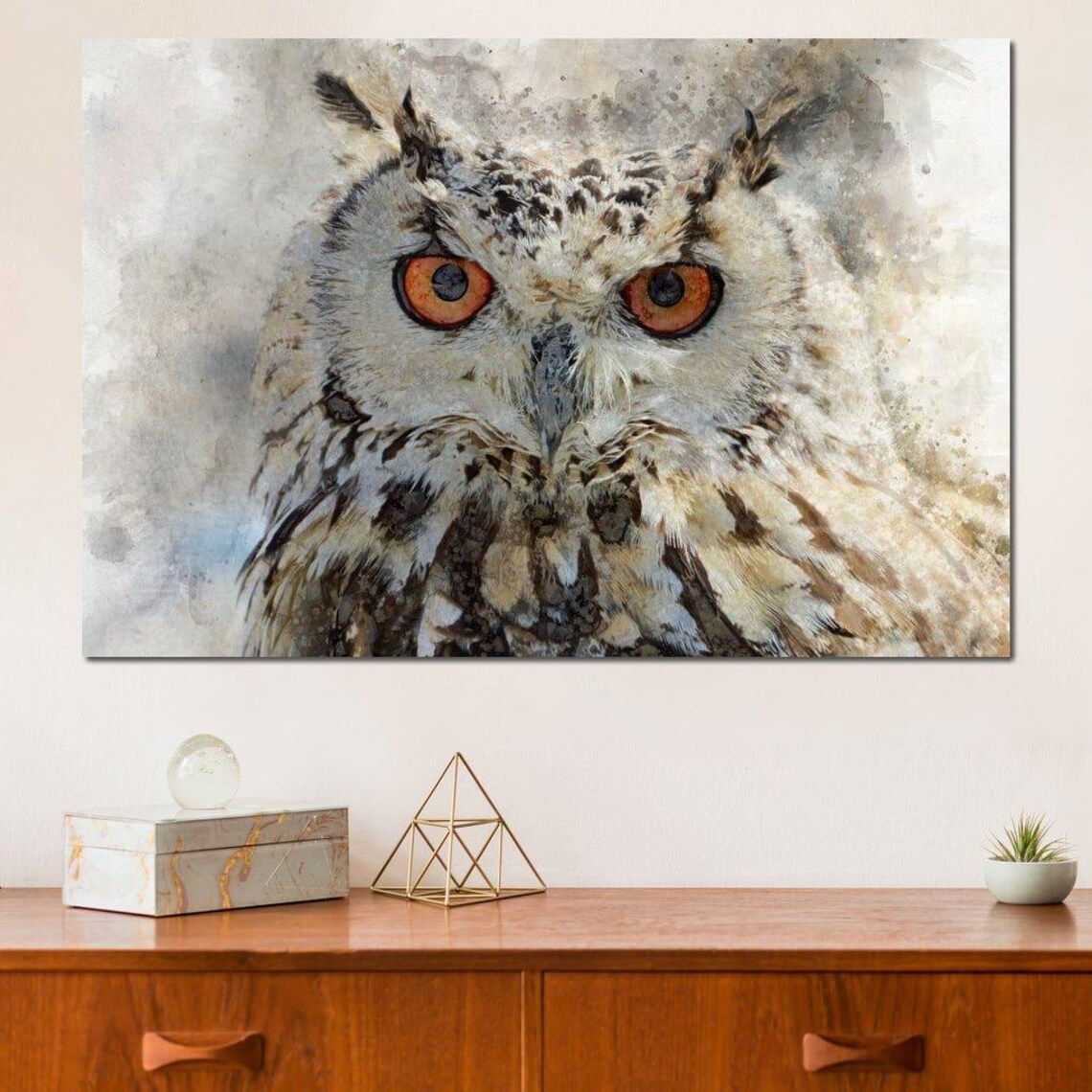 Eurasian Owl Close Up Intense Orange Eyes Wildlife Photography Poster - Image 4