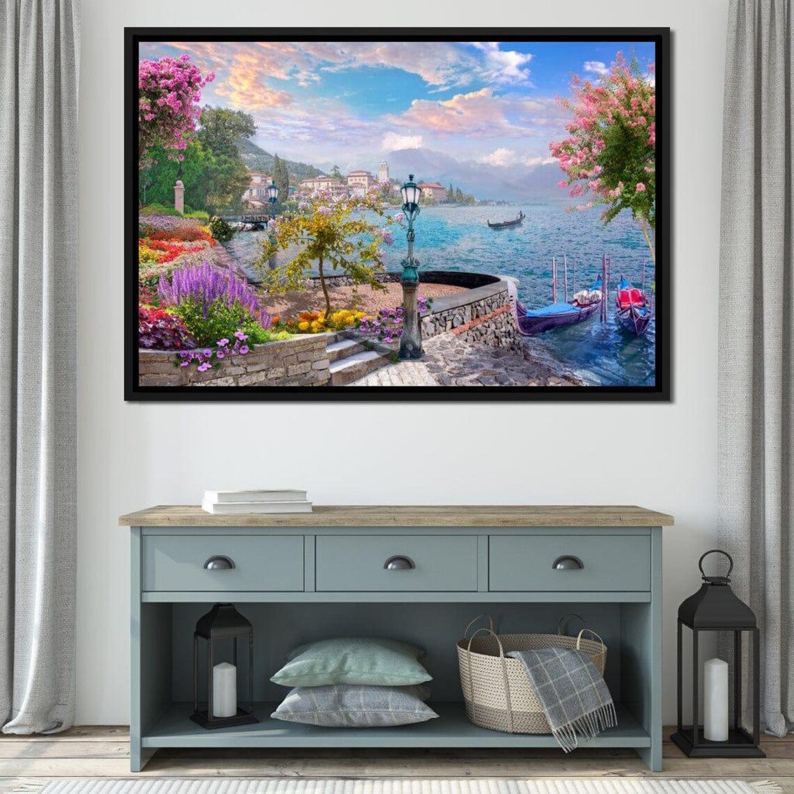 Garden Pier Coastal Landscape Art Print, Spring Nautical Scene - Image 2