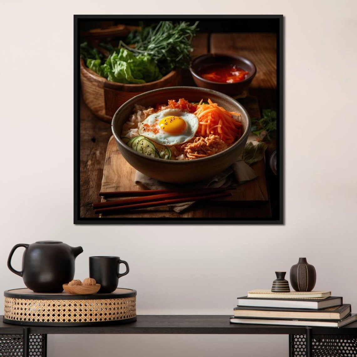 Korean Bibimbap Bowl Fried Egg Vibrant Food Photography Poster