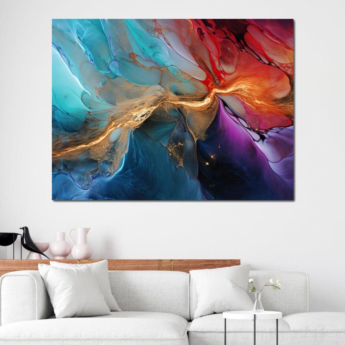 Marbled Movements Abstract Decor, Fluid Art Design - Image 2