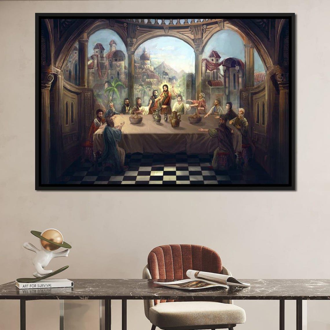 The Last Supper Biblical Scene Ornate Hall Christian Art Print Poster - Image 2