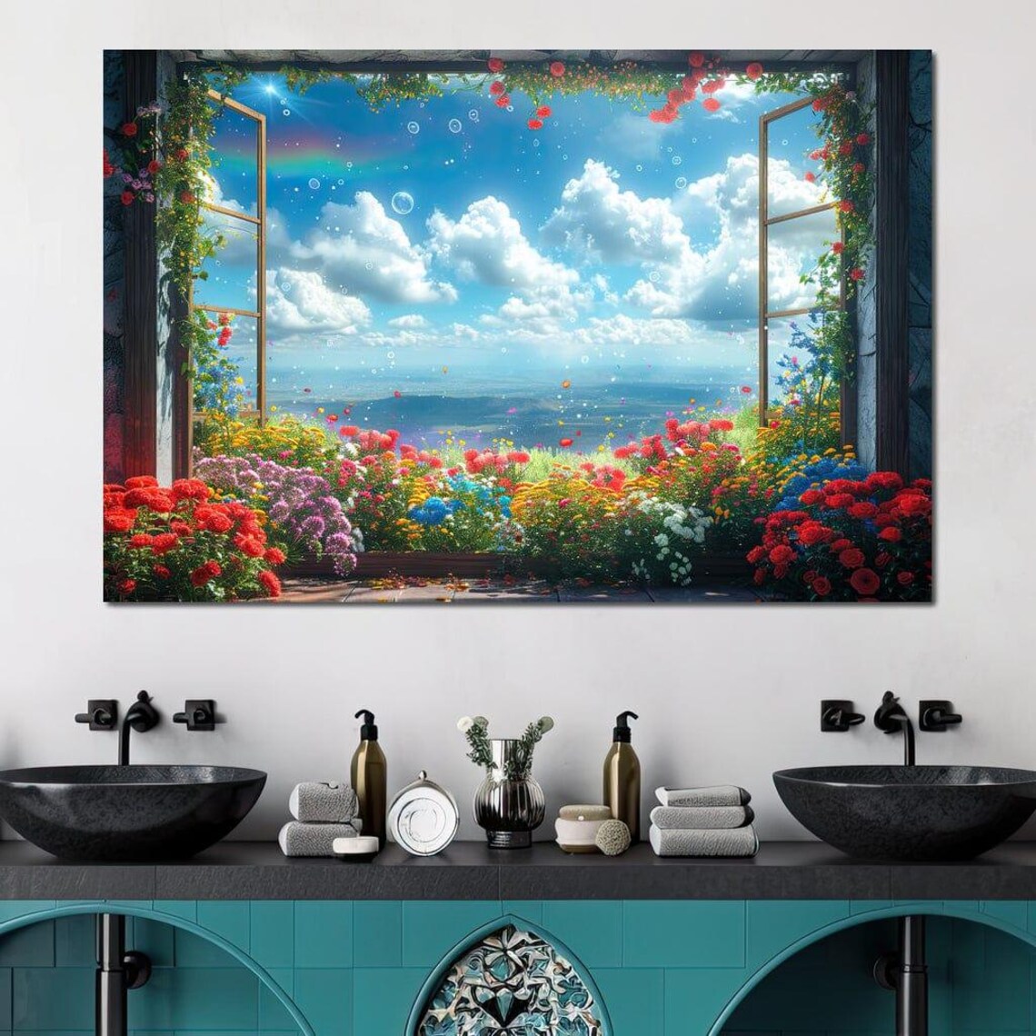 Blossom Breeze Panorama, Floral Garden Wall Art Print - Image 3