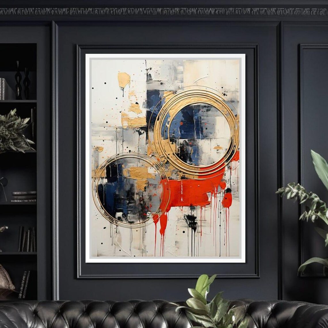 Golden Royal Geometric Harmony, Abstract Circle Patterns - Image 2