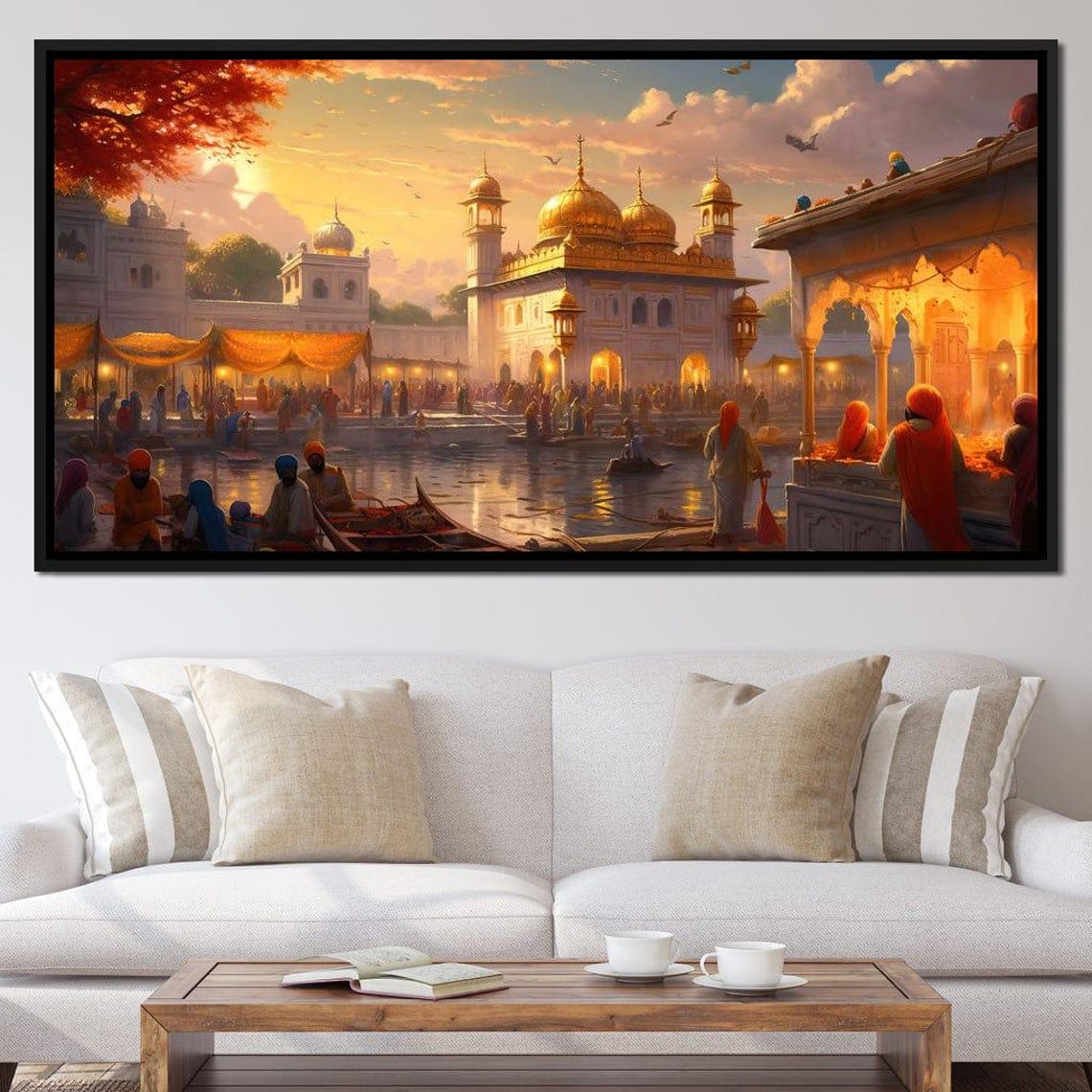 Golden Temple Amritsar Sunset Devotees Sacred Lake India Travel Poster - Image 3
