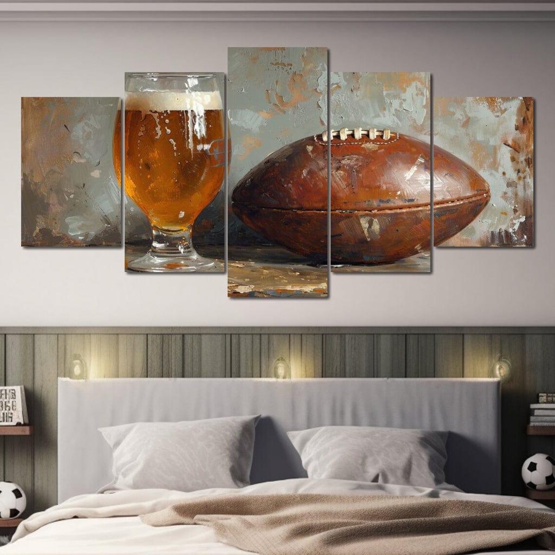 Beer And Football Vintage Still Life Rustic Game Day Poster Print - Image 4