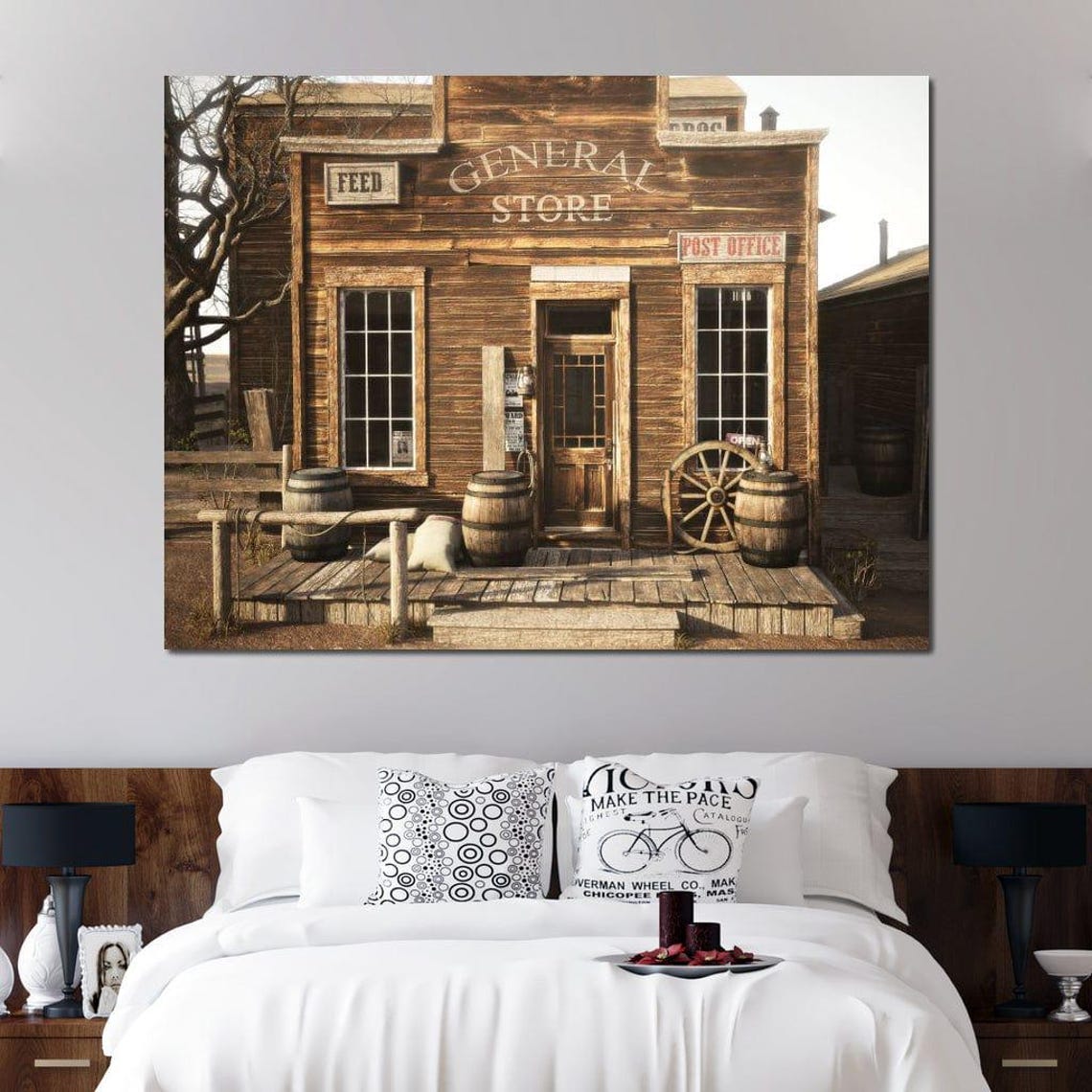 Old West General Store Rustic Wooden Facade Western Americana Poster - Image 3
