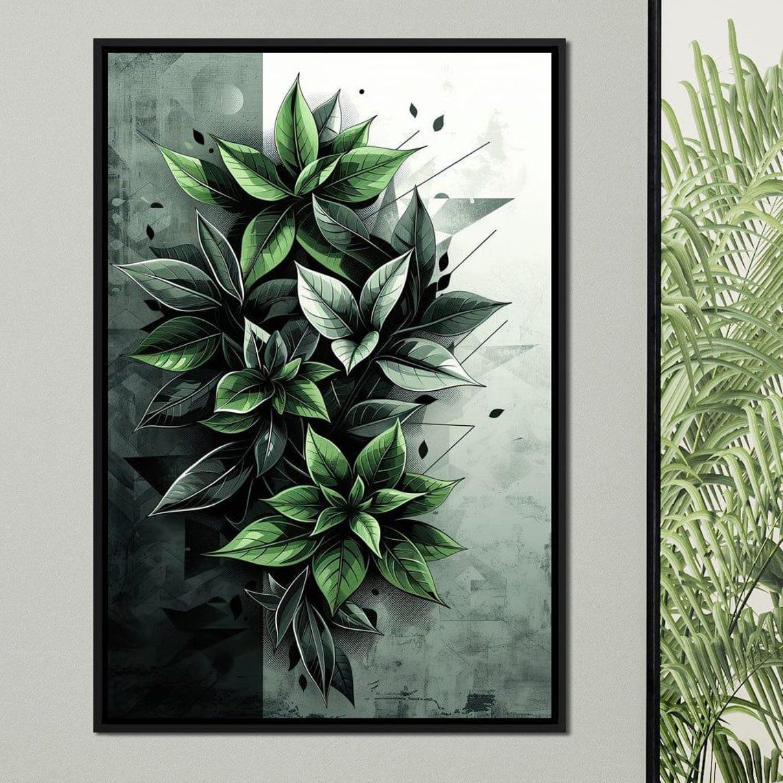 Emerald Green Leaves Modern Botanical Moody Dark Leaf Wall Art Poster