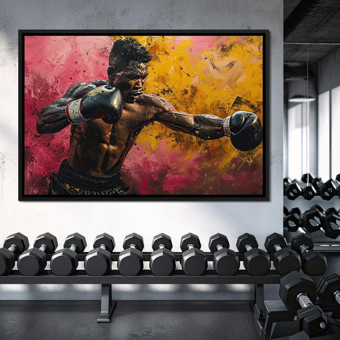 Golden Fury Of The Ring Athletic Wall Art Boxing Decor Sporty Home Decor Motivational Fitness Art Dynamic Painting By Nichecanvas