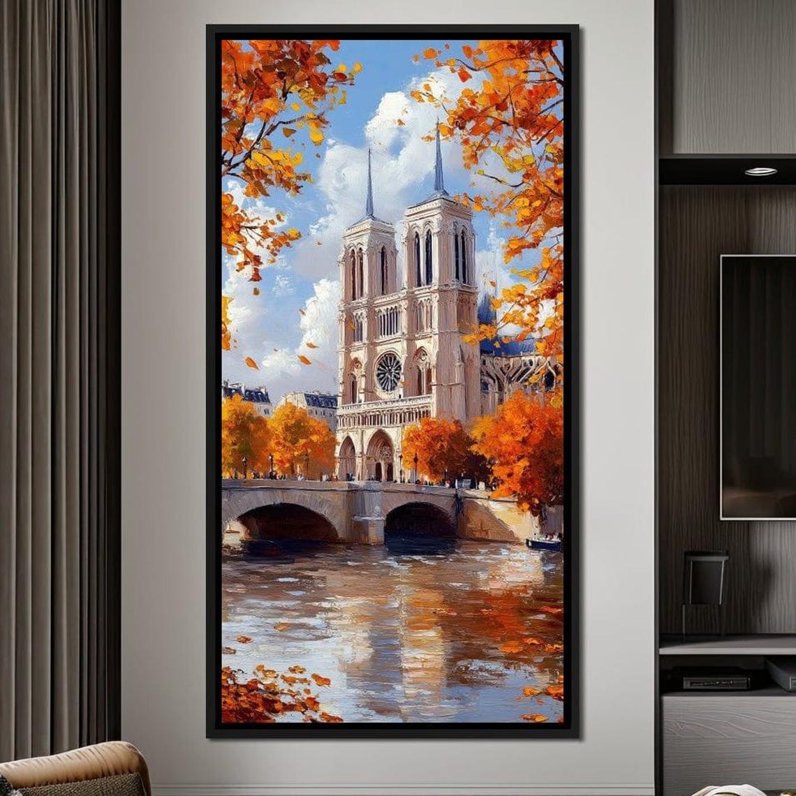 Notre Dame Cathedral Paris Autumn Seine Reflection Fall Poster