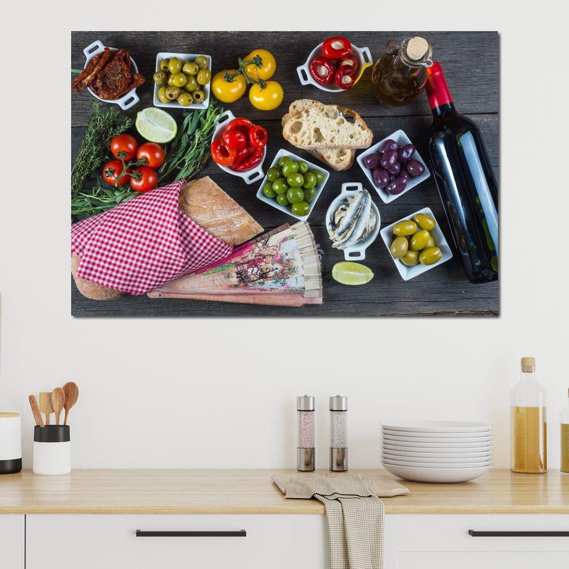 Mediterranean Tapas Spread Kitchen Food Photography Wall Art Poster - Image 4