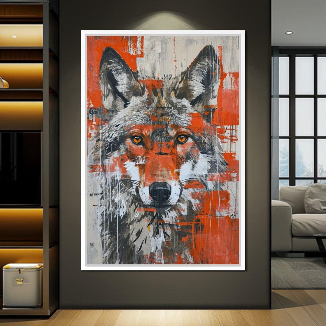 Urban Grey Wolf Bold Street Art Splatter Wildlife Portrait Poster - Image 3